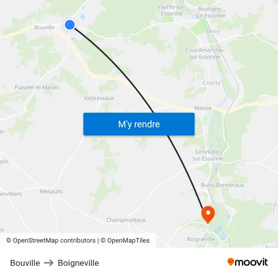 Bouville to Boigneville map