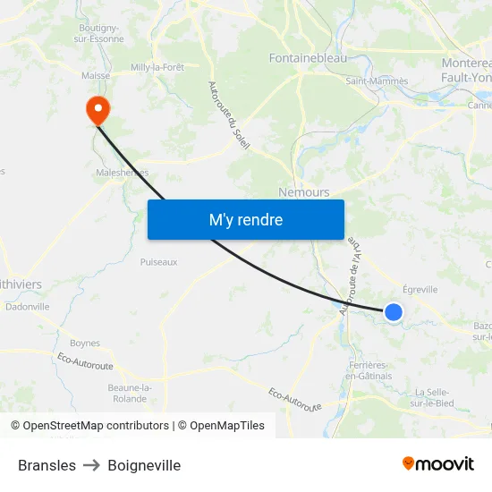 Bransles to Boigneville map