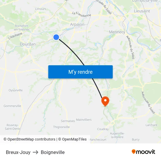Breux-Jouy to Boigneville map