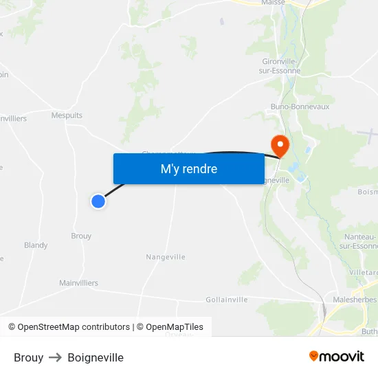 Brouy to Boigneville map