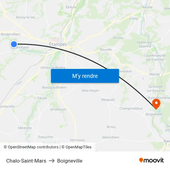 Chalo-Saint-Mars to Boigneville map