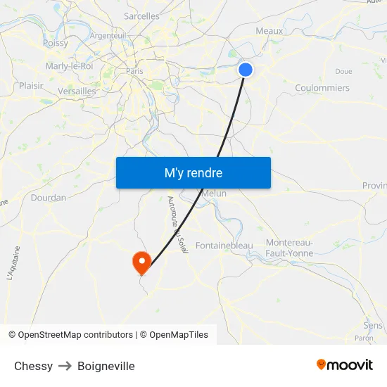 Chessy to Boigneville map