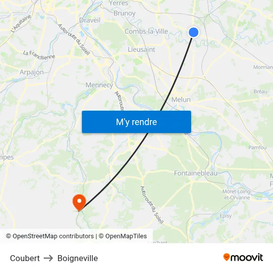 Coubert to Boigneville map