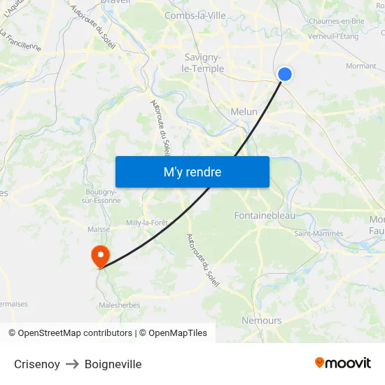 Crisenoy to Boigneville map