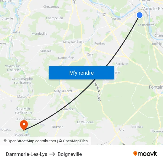 Dammarie-Les-Lys to Boigneville map