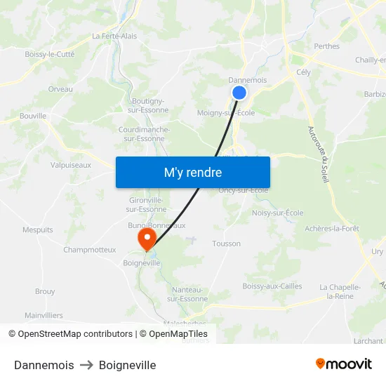 Dannemois to Boigneville map