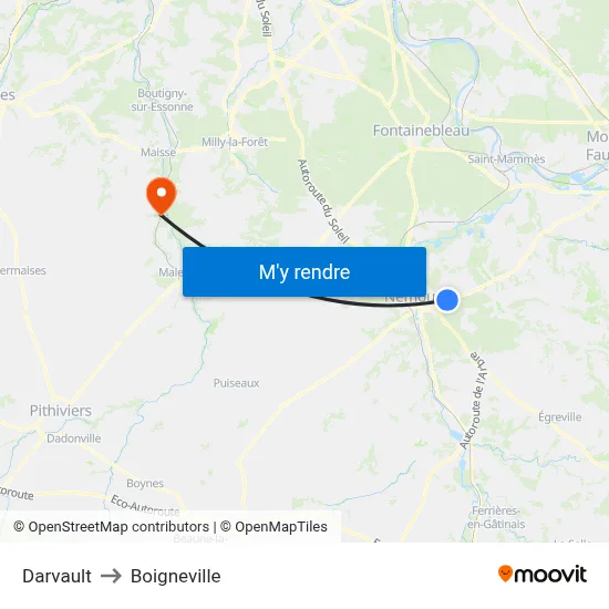Darvault to Boigneville map