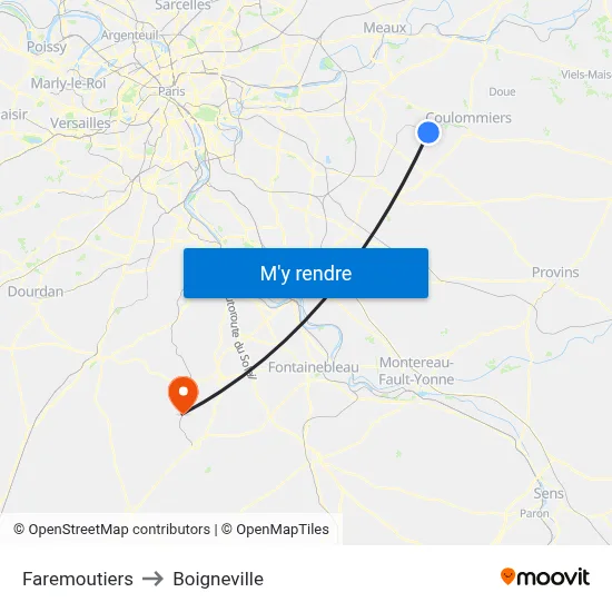 Faremoutiers to Boigneville map