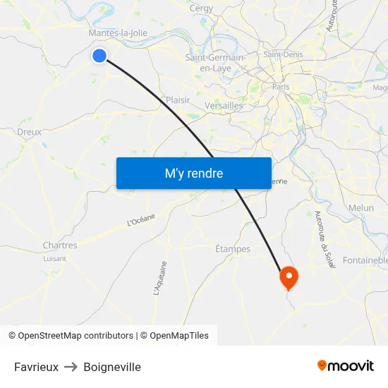 Favrieux to Boigneville map