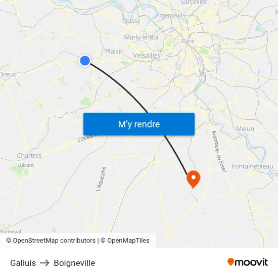 Galluis to Boigneville map
