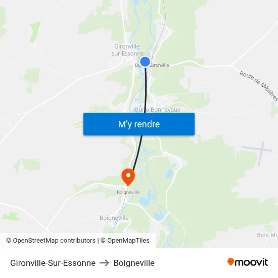 Gironville-Sur-Essonne to Boigneville map