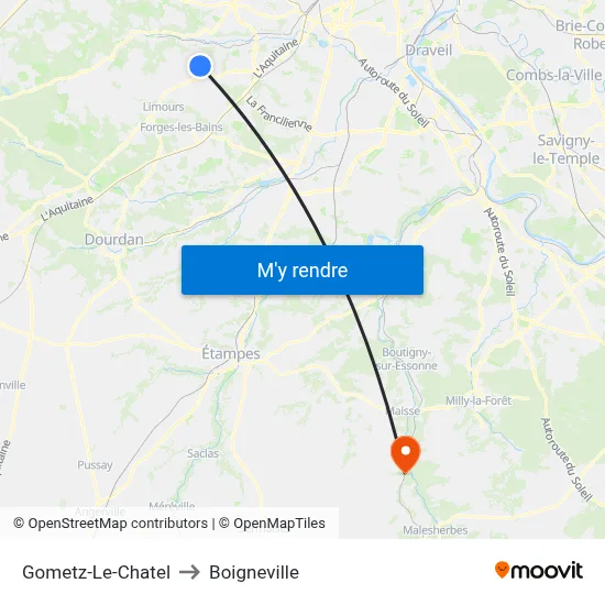 Gometz-Le-Chatel to Boigneville map