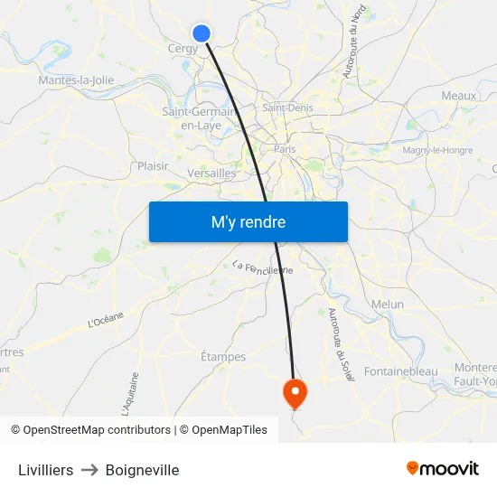 Livilliers to Boigneville map