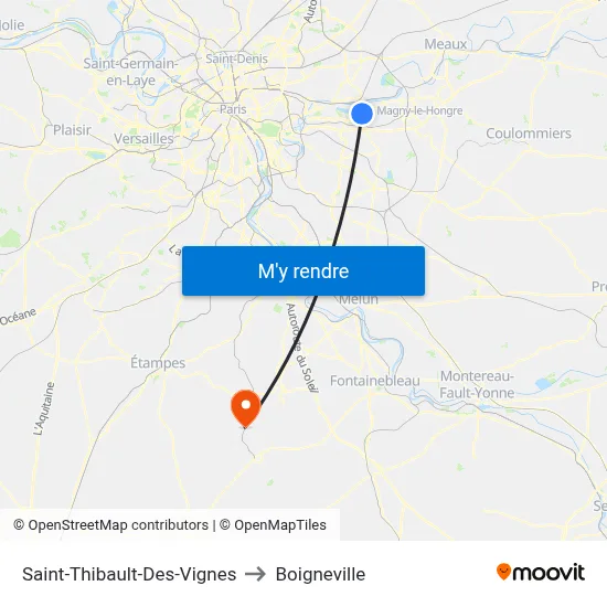 Saint-Thibault-Des-Vignes to Boigneville map