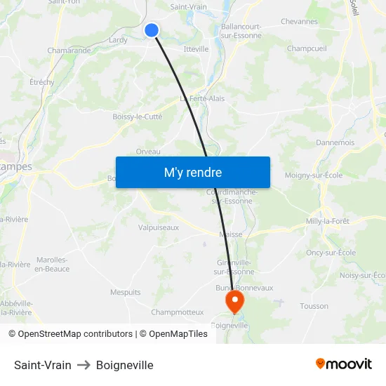 Saint-Vrain to Boigneville map