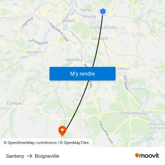 Santeny to Boigneville map