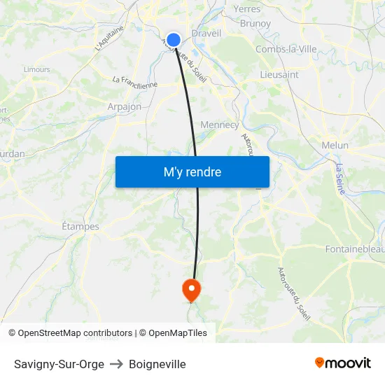 Savigny-Sur-Orge to Boigneville map