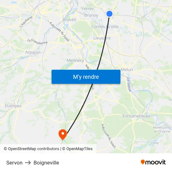 Servon to Boigneville map