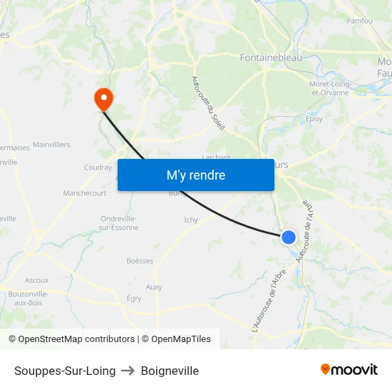 Souppes-Sur-Loing to Boigneville map