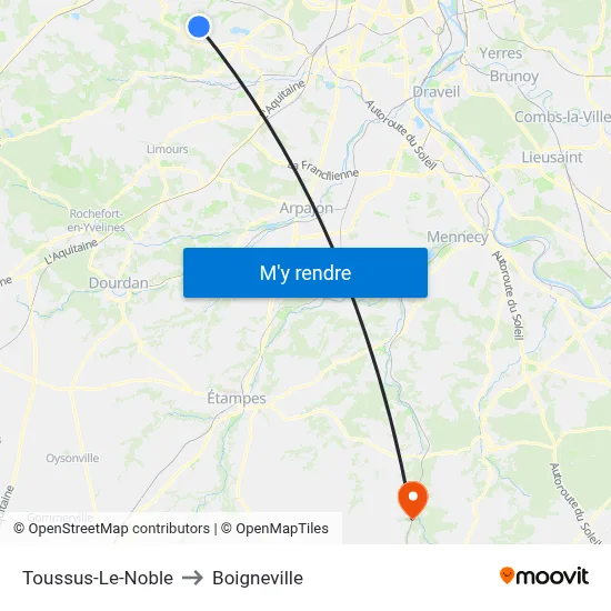 Toussus-Le-Noble to Boigneville map