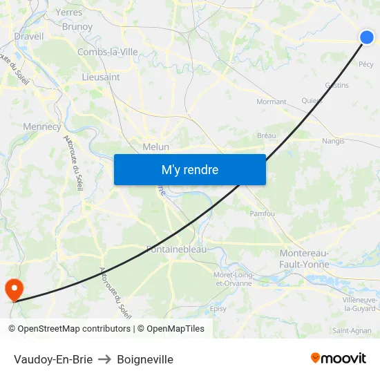 Vaudoy-En-Brie to Boigneville map