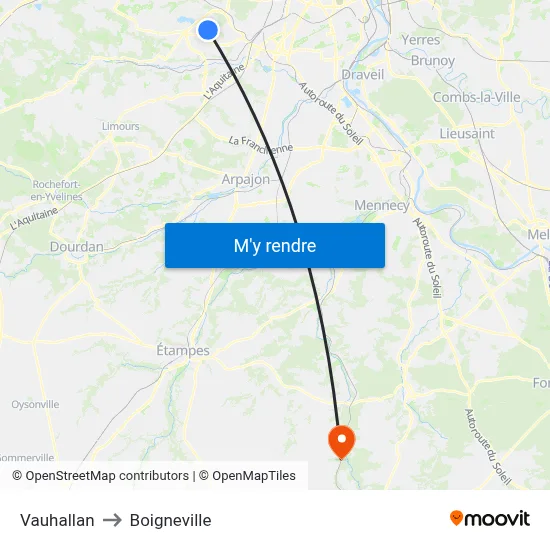 Vauhallan to Boigneville map