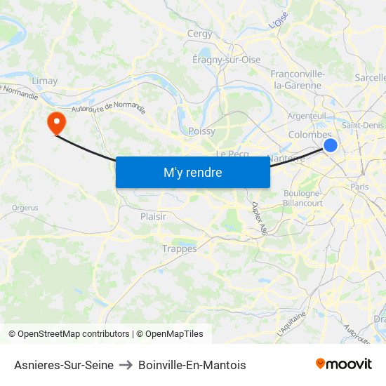 Asnieres-Sur-Seine to Boinville-En-Mantois map