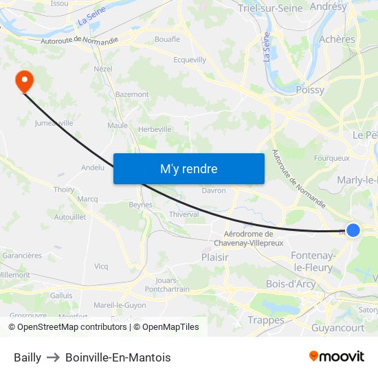 Bailly to Boinville-En-Mantois map