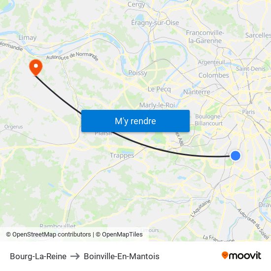 Bourg-La-Reine to Boinville-En-Mantois map