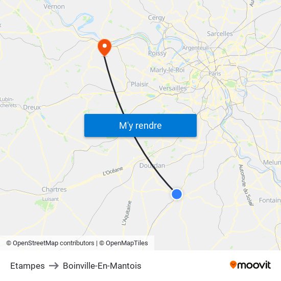 Etampes to Boinville-En-Mantois map