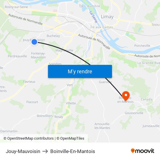 Jouy-Mauvoisin to Boinville-En-Mantois map