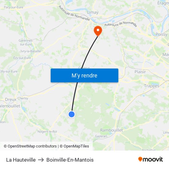 La Hauteville to Boinville-En-Mantois map