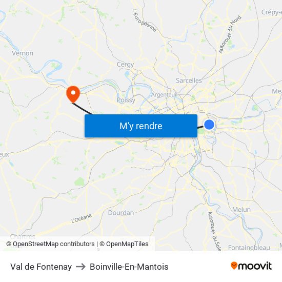 Val de Fontenay to Boinville-En-Mantois map