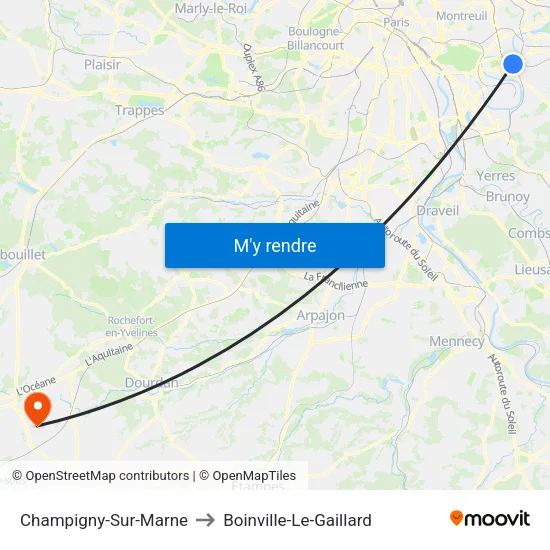 Champigny-Sur-Marne to Boinville-Le-Gaillard map