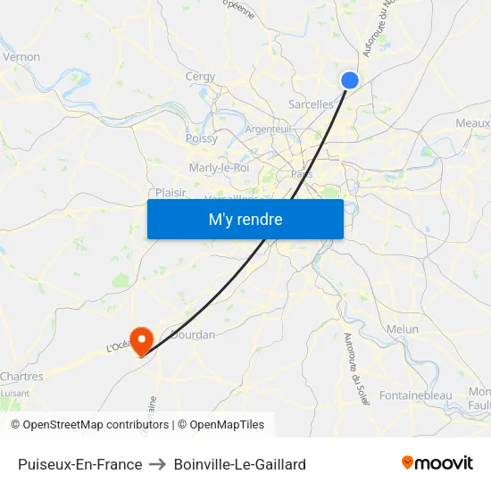 Puiseux-En-France to Boinville-Le-Gaillard map