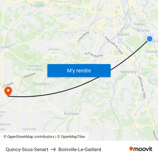 Quincy-Sous-Senart to Boinville-Le-Gaillard map