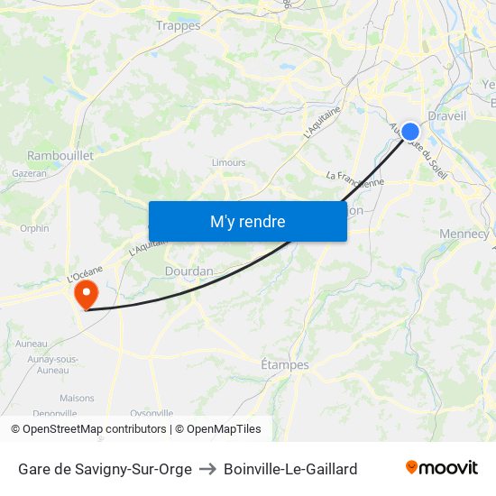 Gare de Savigny-Sur-Orge to Boinville-Le-Gaillard map