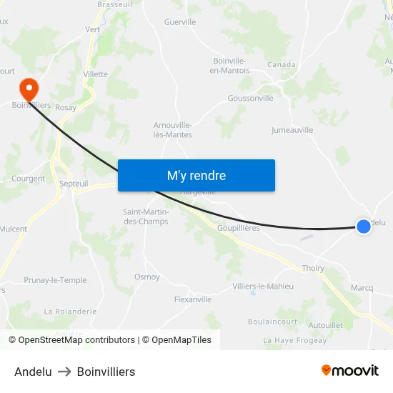 Andelu to Boinvilliers map