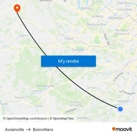 Avrainville to Boinvilliers map