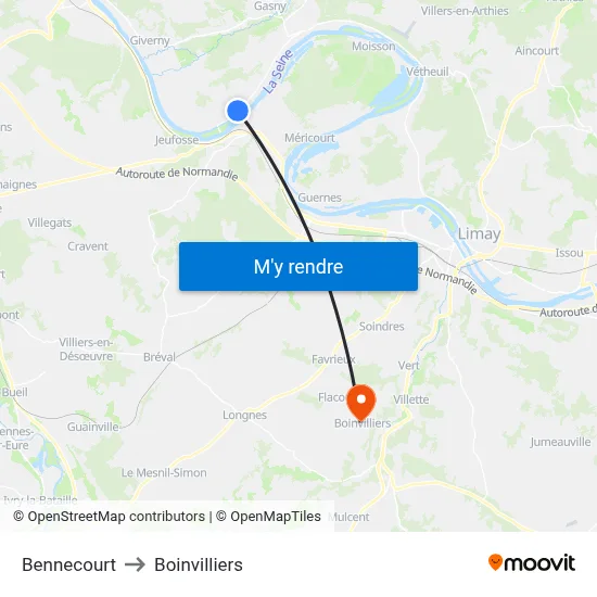 Bennecourt to Boinvilliers map