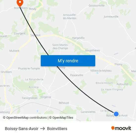 Boissy-Sans-Avoir to Boinvilliers map