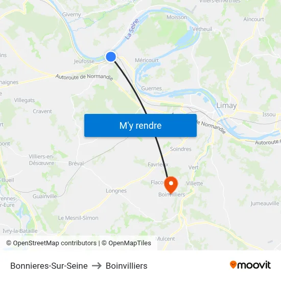 Bonnieres-Sur-Seine to Boinvilliers map