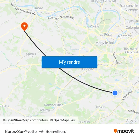 Bures-Sur-Yvette to Boinvilliers map