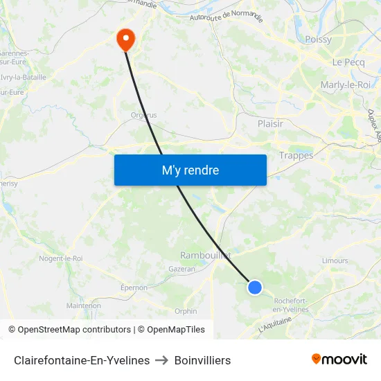 Clairefontaine-En-Yvelines to Boinvilliers map