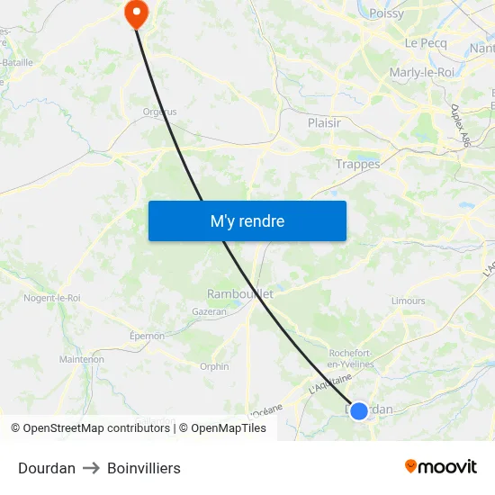 Dourdan to Boinvilliers map