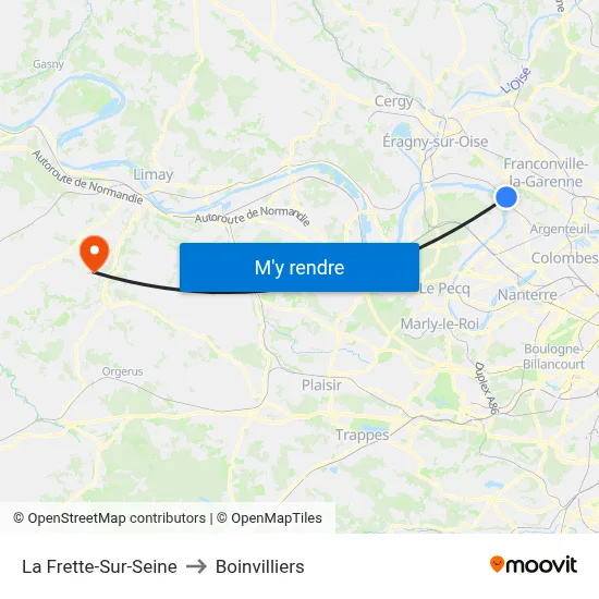 La Frette-Sur-Seine to Boinvilliers map