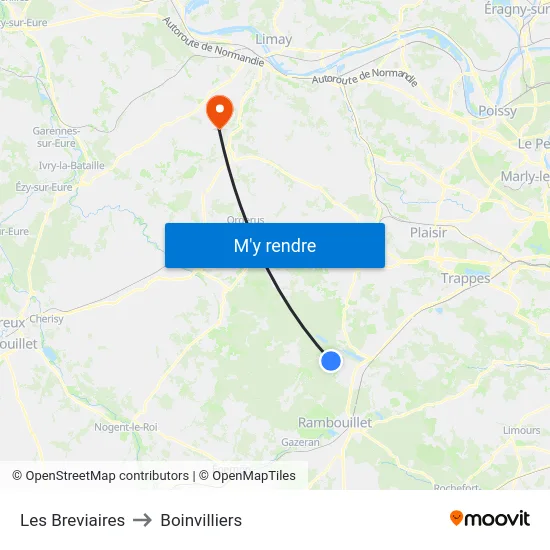 Les Breviaires to Boinvilliers map