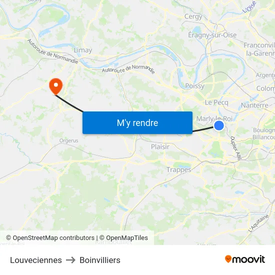 Louveciennes to Boinvilliers map
