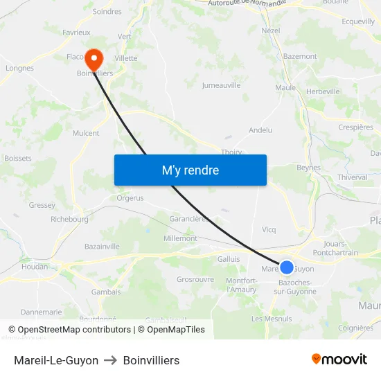 Mareil-Le-Guyon to Boinvilliers map