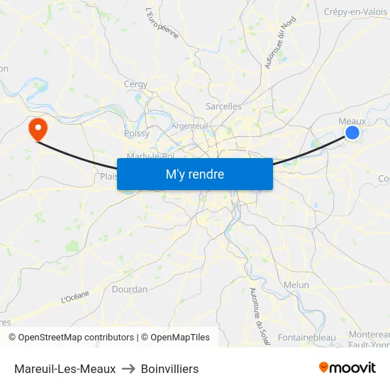 Mareuil-Les-Meaux to Boinvilliers map